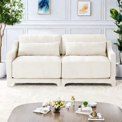 73.2 Chenille 3-Seater Sofa with 2 lumbar pillows for Living Room