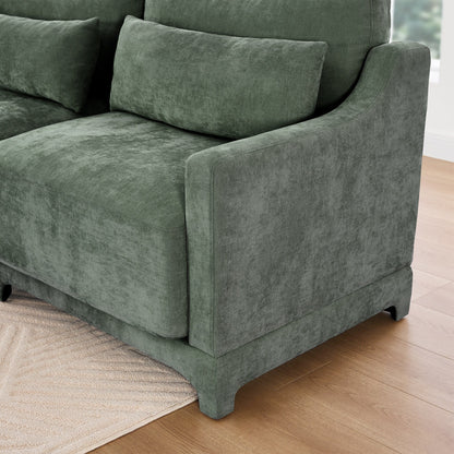 73.2 Chenille 3-Seater Sofa with 2 lumbar pillows for Living Room