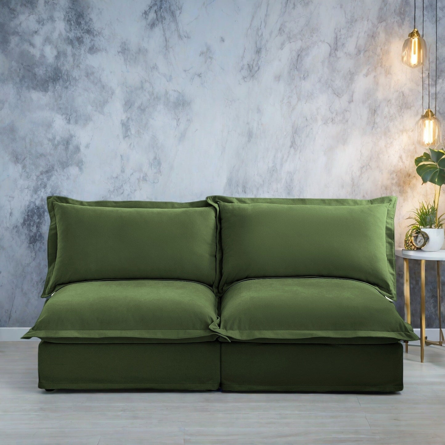 73.2 Chenille Modular 3-Seat Sofa with Removable Washable Covers And Multiple Pillows