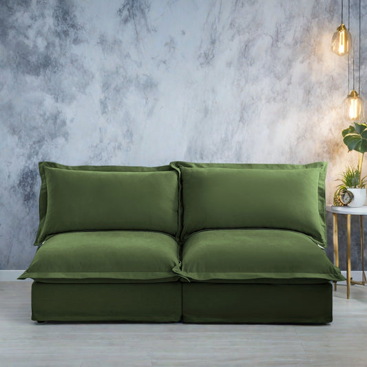 73.2 Chenille Modular 3-Seat Sofa with Removable Washable Covers And Multiple Pillows