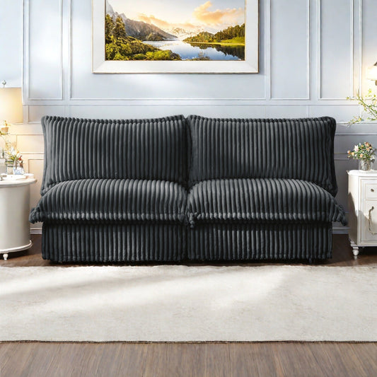 73.2 Corduroy 3-Seater Armless Sofa Deep for living room and bedroom