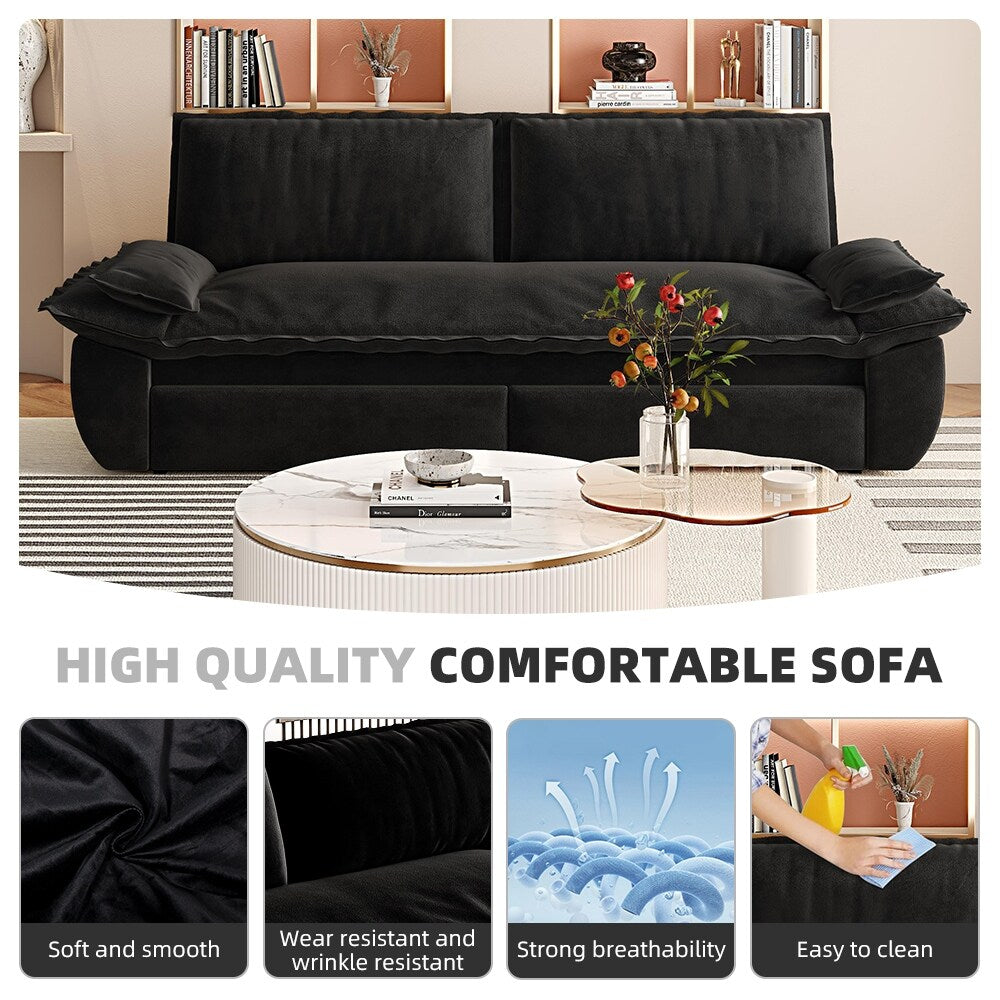 73.2 Queen Pull Out Sofa Bed,3-in-1 Convertible Sleeper Sofa,Multi-Functional Velvet Loveseat Bed