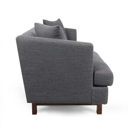 73.5 3-seater Button Tufted Sofa with Wood Legs and Pillows for Living Room