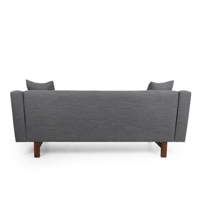 73.5 3-seater Button Tufted Sofa with Wood Legs and Pillows for Living Room
