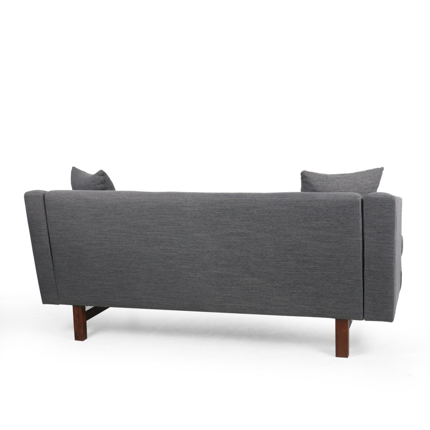 73.5 3-seater Button Tufted Sofa with Wood Legs and Pillows for Living Room