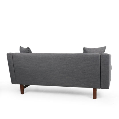 73.5 3-seater Button Tufted Sofa with Wood Legs and Pillows for Living Room