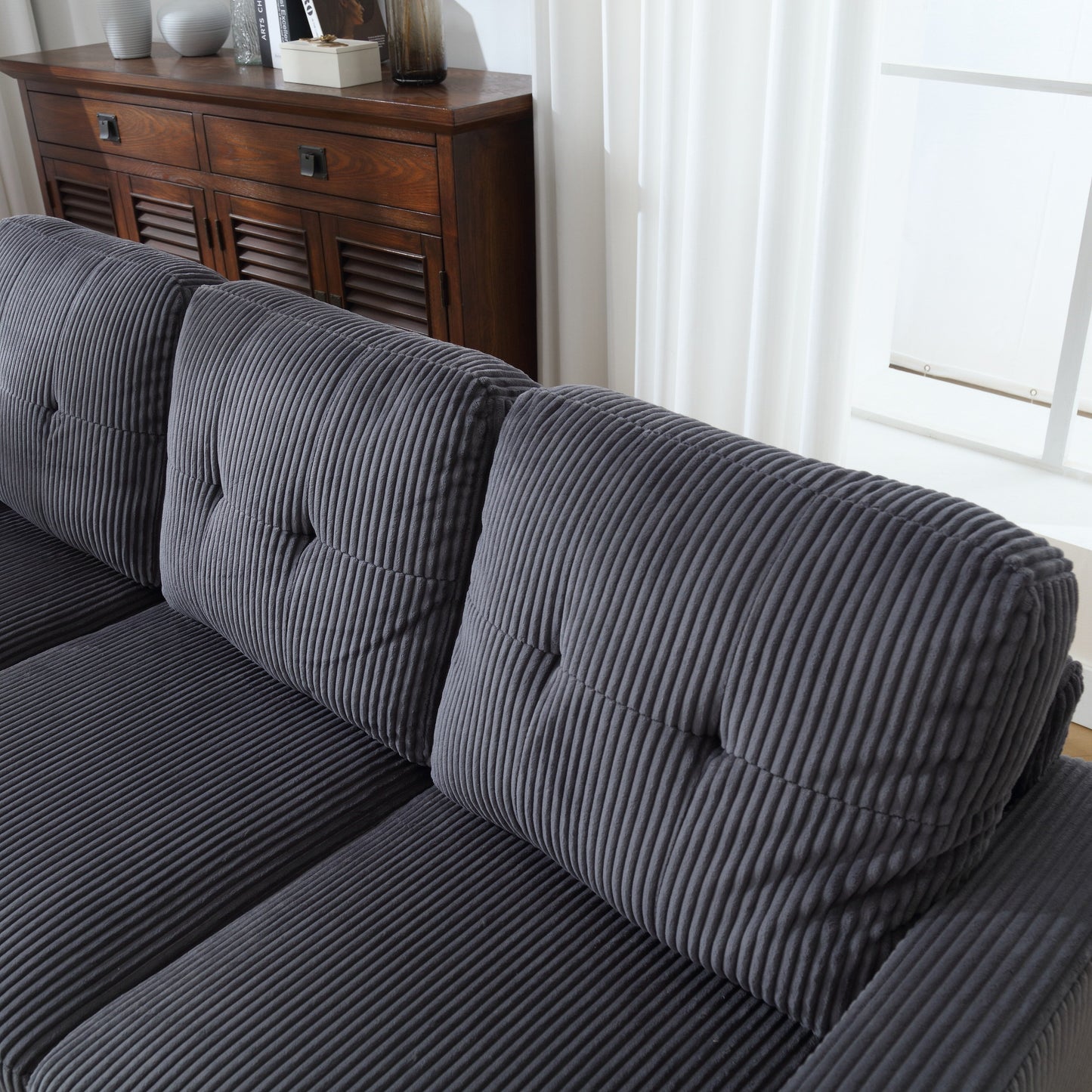 73.62'' Velvet L-Shaped 3-Seater Sofa with Reversible Chaise, Easy Assembly, and Pet-Friendly Design