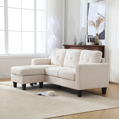 73.62'' Velvet L-Shaped 3-Seater Sofa with Reversible Chaise, Easy Assembly, and Pet-Friendly Design
