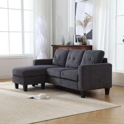 73.62'' Velvet L-Shaped 3-Seater Sofa with Reversible Chaise, Easy Assembly, and Pet-Friendly Design