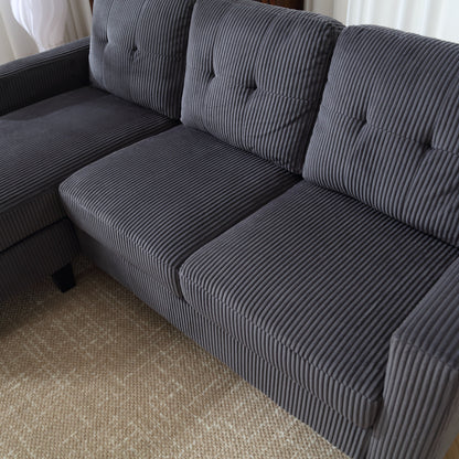 73.62'' Velvet L-Shaped 3-Seater Sofa with Reversible Chaise, Easy Assembly, and Pet-Friendly Design