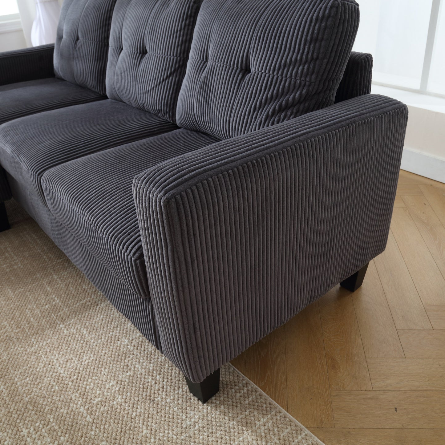 73.62'' Velvet L-Shaped 3-Seater Sofa with Reversible Chaise, Easy Assembly, and Pet-Friendly Design