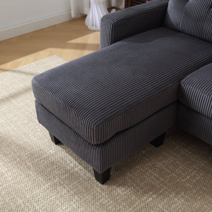 73.62'' Velvet L-Shaped 3-Seater Sofa with Reversible Chaise, Easy Assembly, and Pet-Friendly Design