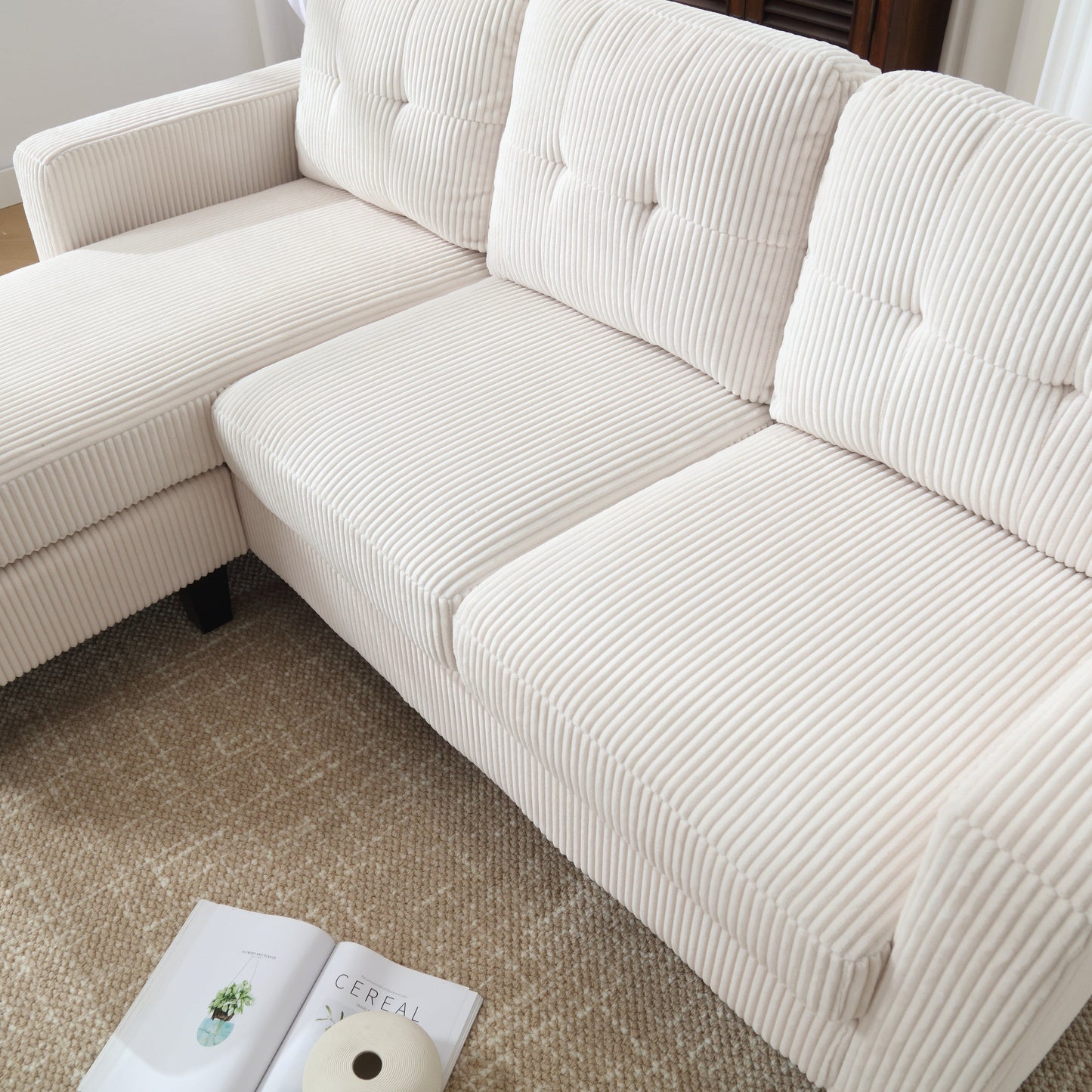 73.62'' Velvet L-Shaped 3-Seater Sofa with Reversible Chaise, Easy Assembly, and Pet-Friendly Design