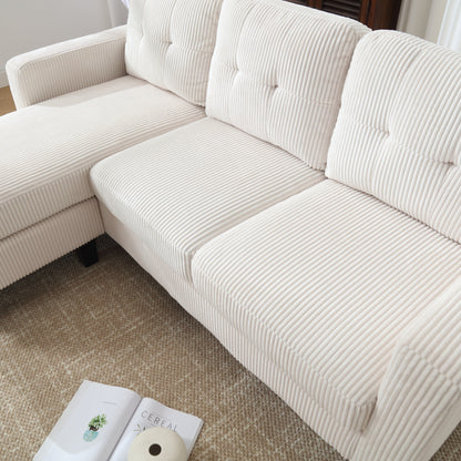 73.62'' Velvet L-Shaped 3-Seater Sofa with Reversible Chaise, Easy Assembly, and Pet-Friendly Design