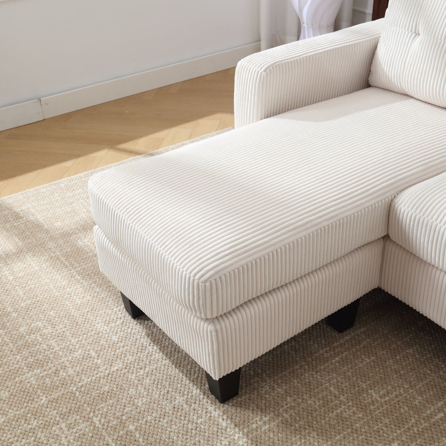 73.62'' Velvet L-Shaped 3-Seater Sofa with Reversible Chaise, Easy Assembly, and Pet-Friendly Design