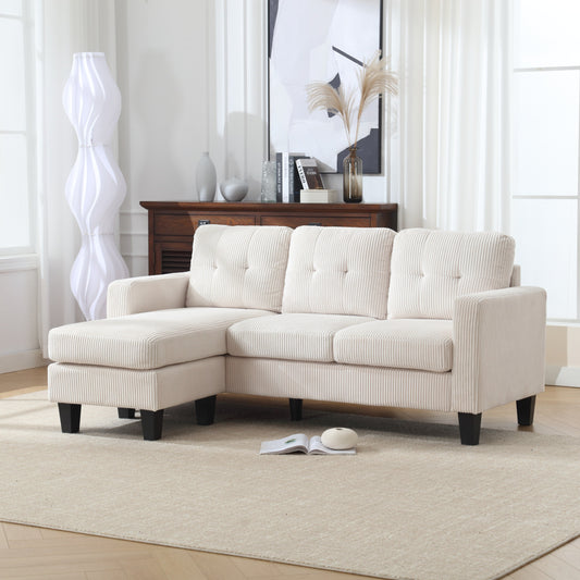 73.62'' Velvet L-Shaped Sofa with Reversible Chaise and Easy Assembly