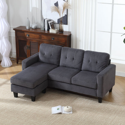 73.62'' Velvet L-Shaped Sofa with Reversible Chaise and Easy Assembly