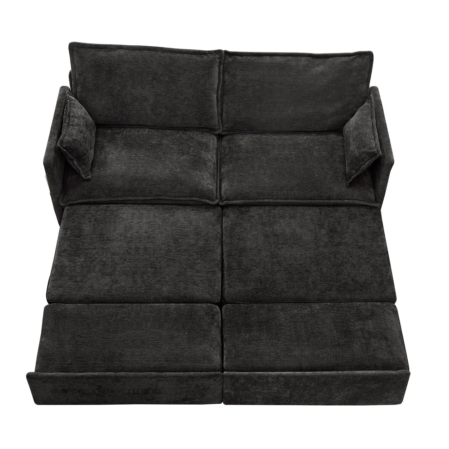 73.6 Corduroy 3-in-1 Convertible Sofa Bed with Pull-Out Sleeper, USB Charging Ports, and Side Storage