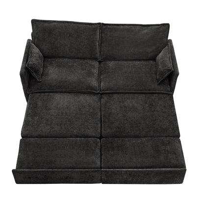 73.6 Corduroy 3-in-1 Convertible Sofa Bed with Pull-Out Sleeper, USB Charging Ports, and Side Storage