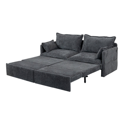 73.6 Corduroy 3-in-1 Convertible Sofa Bed with Pull-Out Sleeper, USB Charging Ports, and Side Storage