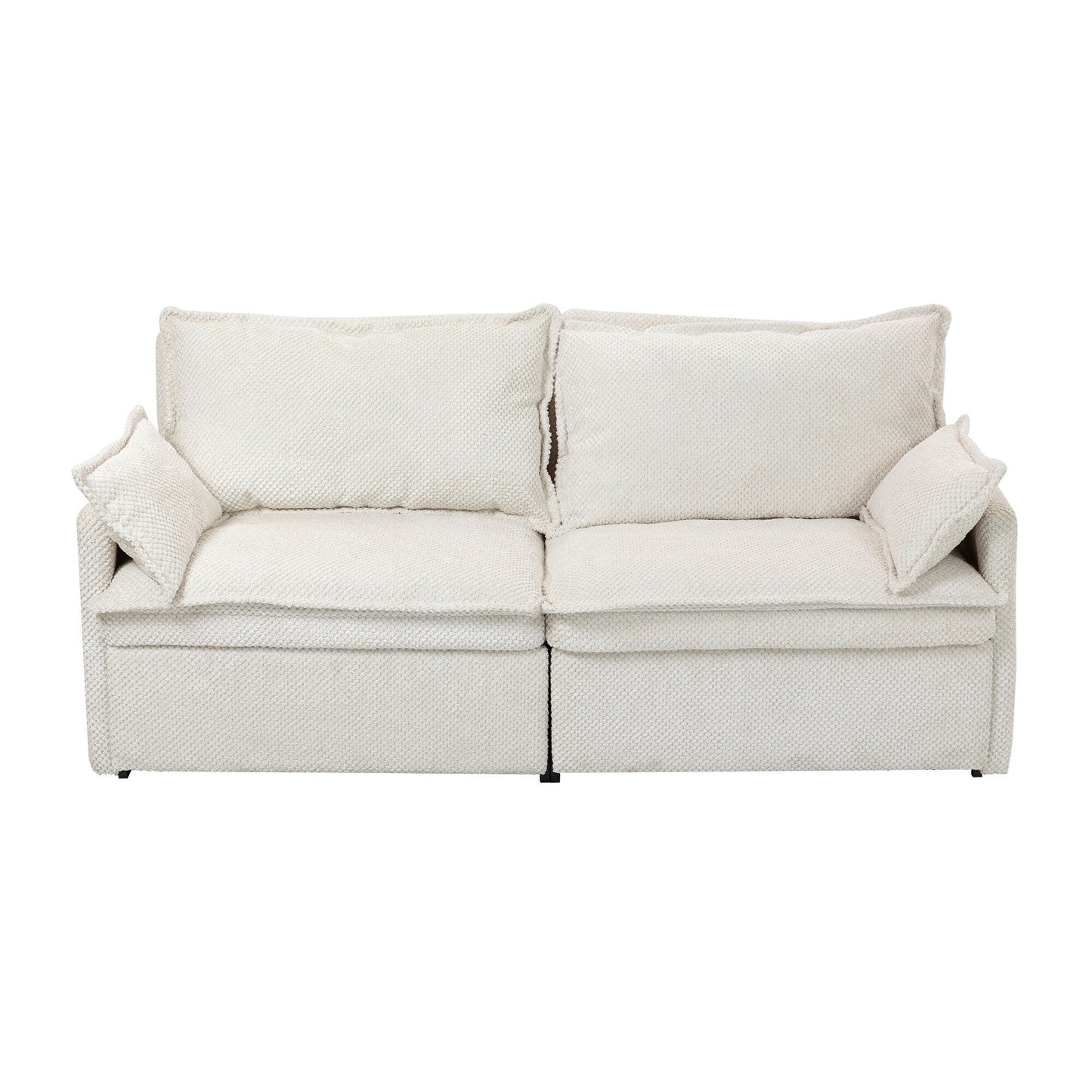 73.6 Corduroy 3-in-1 Convertible Sofa Bed with Pull-Out Sleeper, USB Charging Ports, and Side Storage