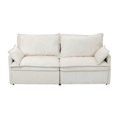 73.6 Corduroy 3-in-1 Convertible Sofa Bed with Pull-Out Sleeper, USB Charging Ports, and Side Storage