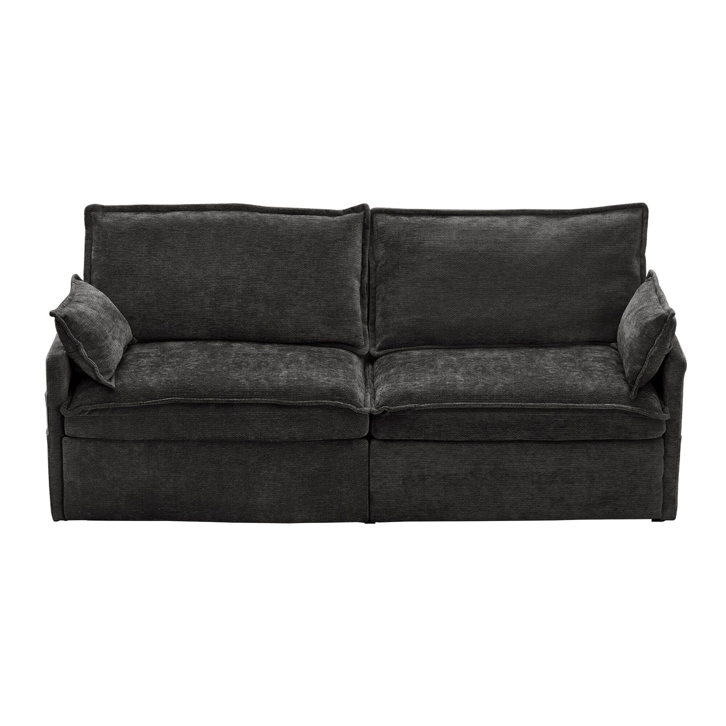 73.6 Corduroy 3-in-1 Convertible Sofa Bed with Pull-Out Sleeper, USB Charging Ports, and Side Storage