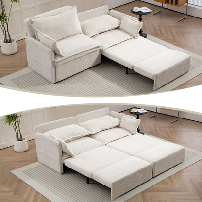 73.6 Corduroy 3-in-1 Convertible Sofa Bed with Pull-Out Sleeper, USB Charging Ports, and Side Storage