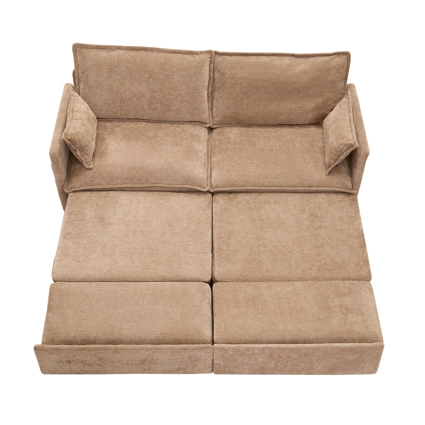 73.6 Corduroy 3-in-1 Convertible Sofa Bed with Pull-Out Sleeper, USB Charging Ports, and Side Storage