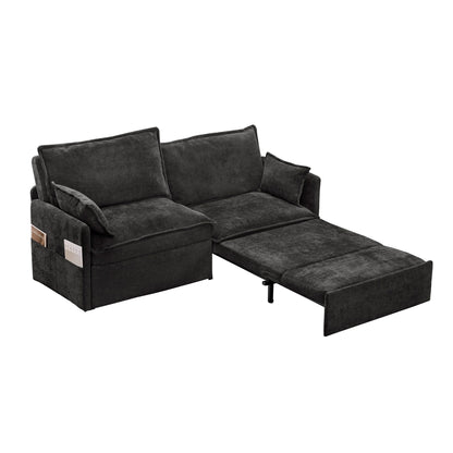 73.6 Corduroy 3-in-1 Convertible Sofa Bed with Pull-Out Sleeper, USB Charging Ports, and Side Storage