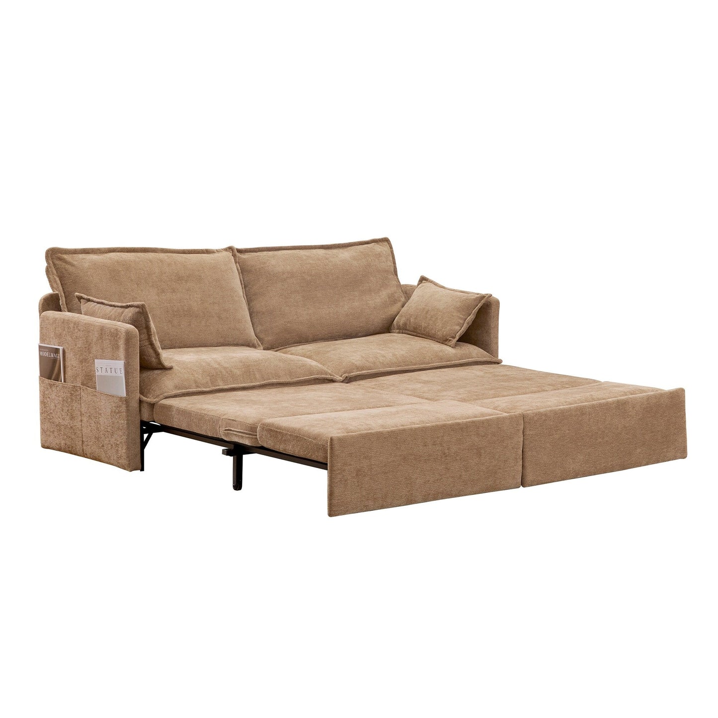 73.6 Corduroy 3-in-1 Convertible Sofa Bed with Pull-Out Sleeper, USB Charging Ports, and Side Storage