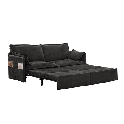 73.6 Corduroy 3-in-1 Convertible Sofa Bed with Pull-Out Sleeper, USB Charging Ports, and Side Storage