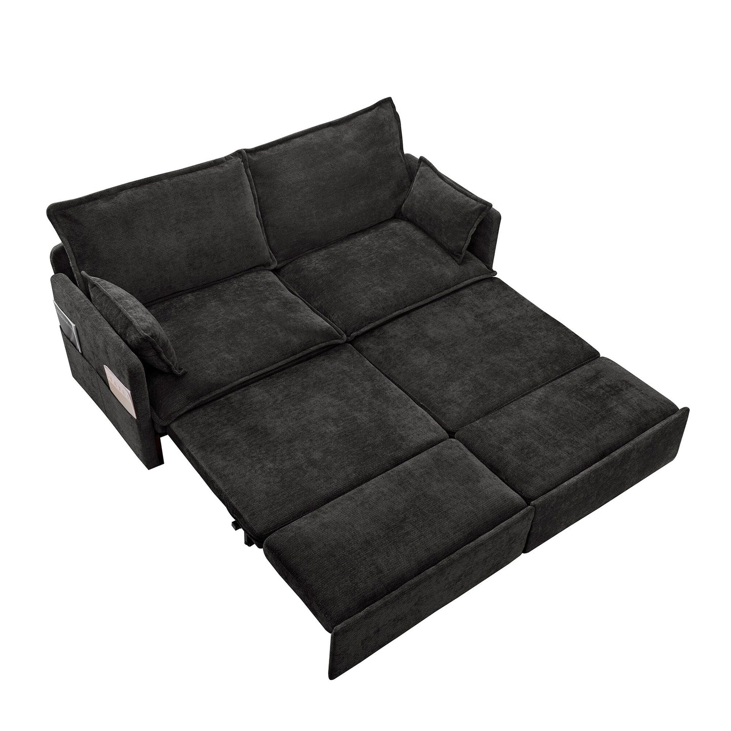 73.6 Corduroy 3-in-1 Convertible Sofa Bed with Pull-Out Sleeper, USB Charging Ports, and Side Storage