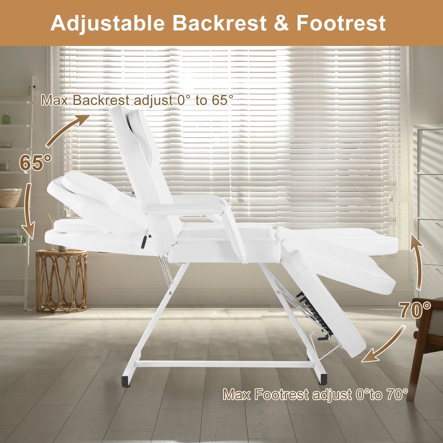 73 Adjustable Beauty Salon Spa Massage Bed Tattoo Chair with Stool