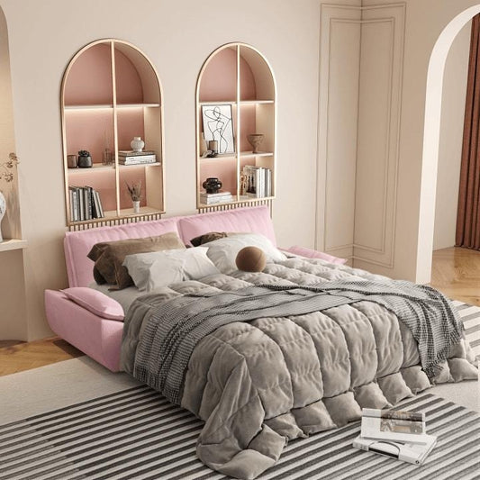 73 Queen Convertible Sleeper Sofa - 3-in-1 Pull Out Sofa Bed, Velvet Upholstery, Space-Saving Loveseat for Small Spaces