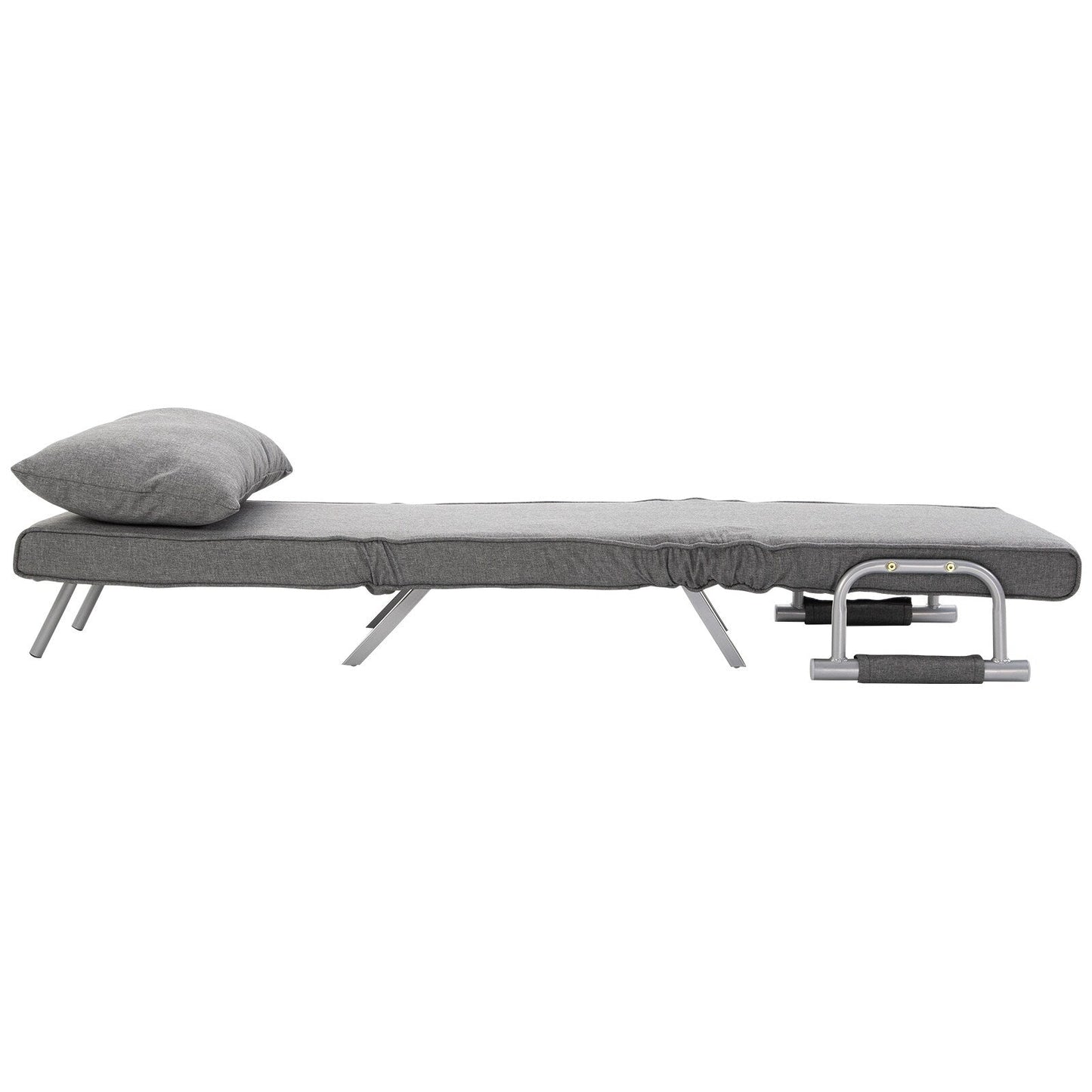 73 Single Person Folding 5 Position Convertible Sofa Bed with Pillow and Steel Frame for Home Office