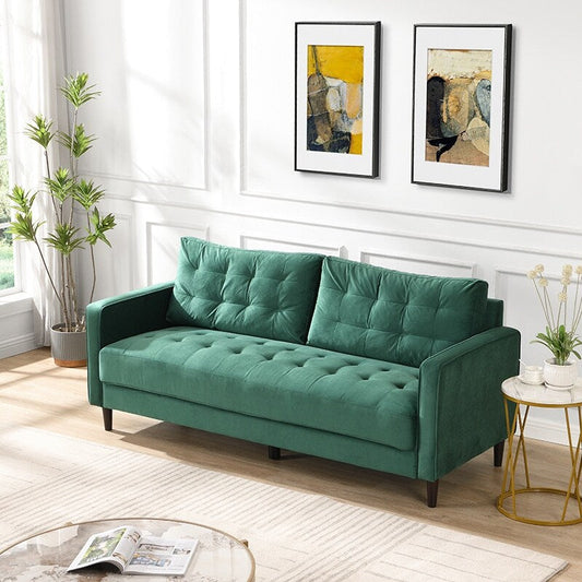 74 inch High Resilience 3 Seater Sofa Wooden Frame Comfy Modern Upholstered Beige