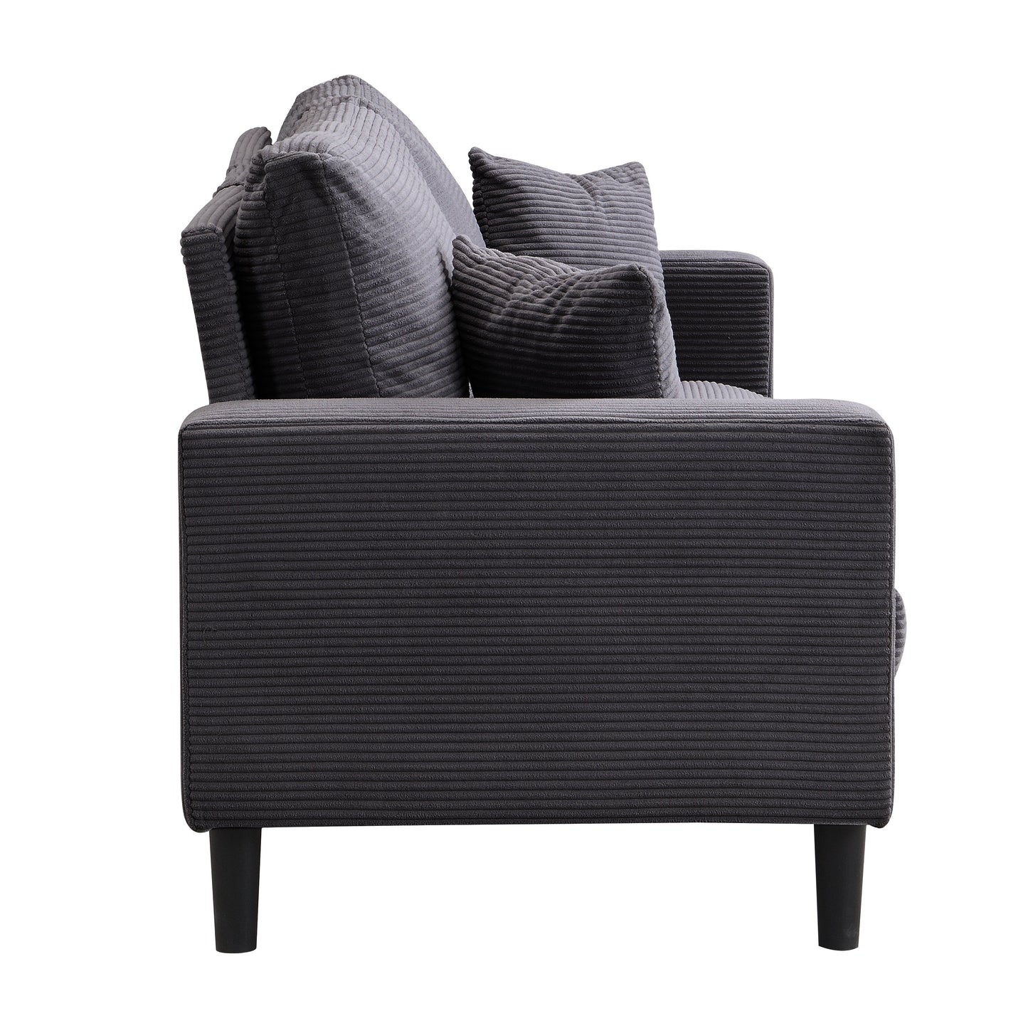 74 inch High Resilience 3 Seater Sofa Wooden Frame Comfy Modern Upholstered Dark Gray