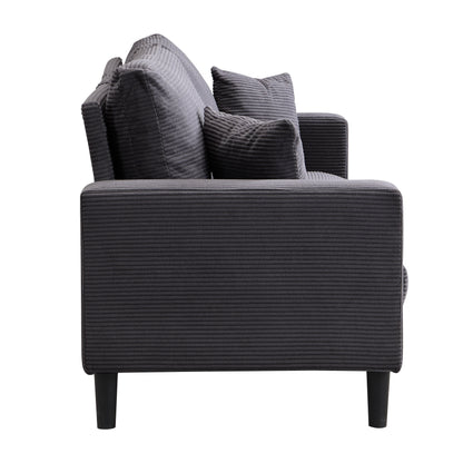 74 inch High Resilience 3 Seater Sofa Wooden Frame Comfy Modern Upholstered Dark Gray