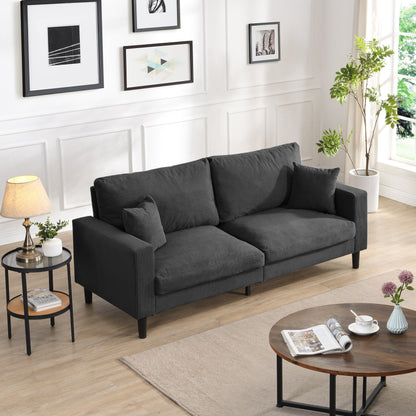 74 inch High Resilience 3 Seater Sofa Wooden Frame Comfy Modern Upholstered Dark Gray