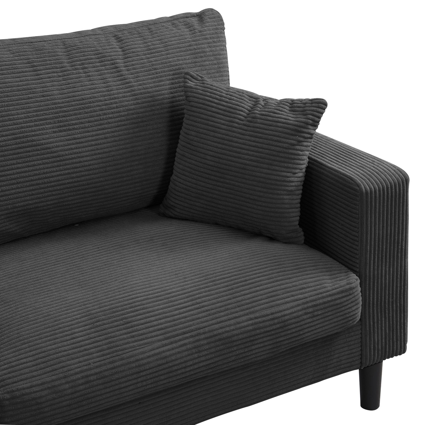 74 inch High Resilience 3 Seater Sofa Wooden Frame Comfy Modern Upholstered Dark Gray