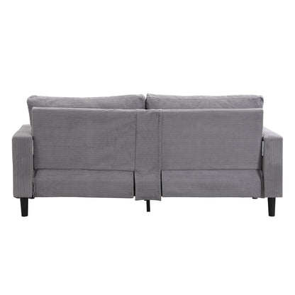 74 inch High Resilience 3 Seater Sofa Wooden Frame Comfy Modern Upholstered Light Gray