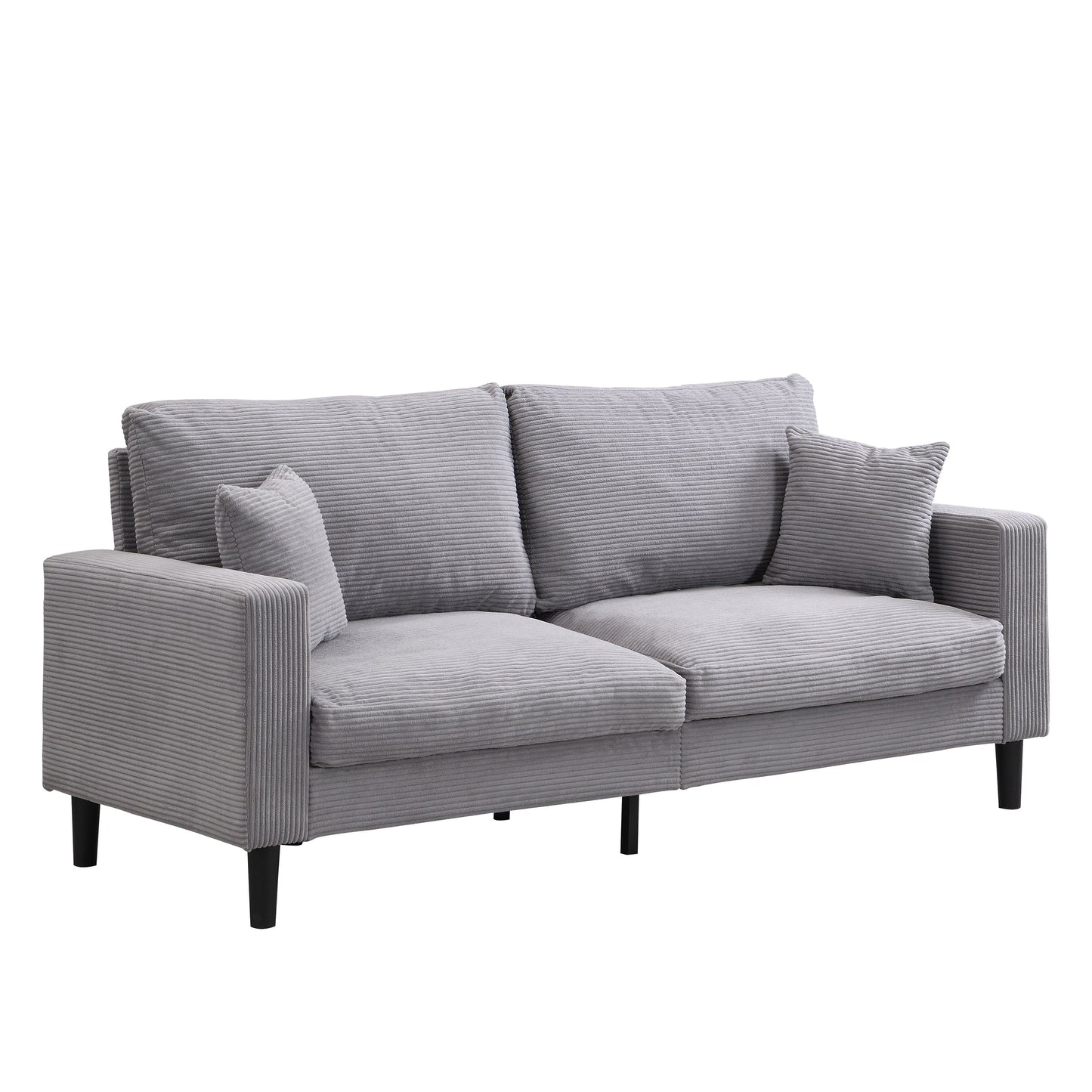 74 inch High Resilience 3 Seater Sofa Wooden Frame Comfy Modern Upholstered Light Gray