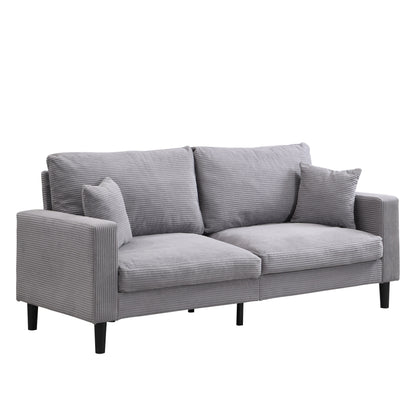 74 inch High Resilience 3 Seater Sofa Wooden Frame Comfy Modern Upholstered Light Gray