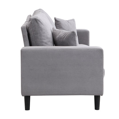 74 inch High Resilience 3 Seater Sofa Wooden Frame Comfy Modern Upholstered Light Gray