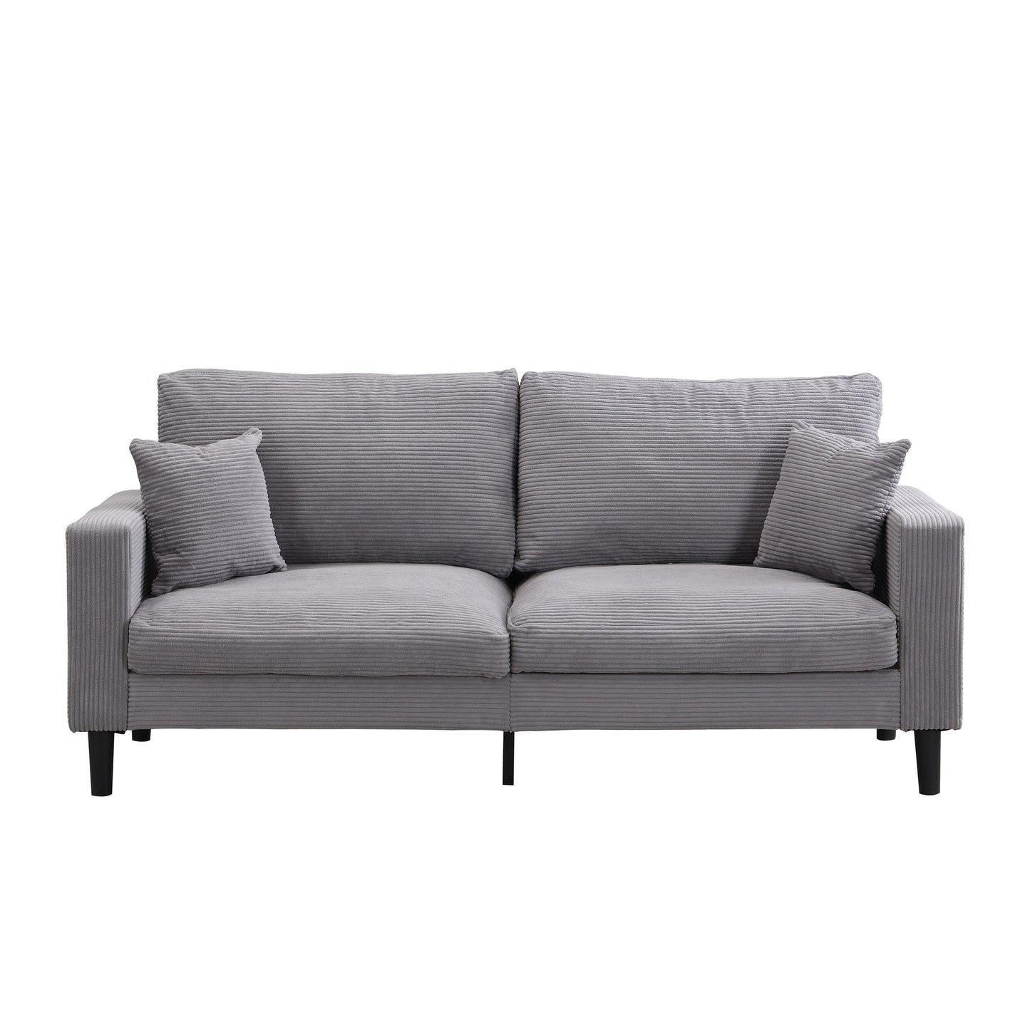 74 inch High Resilience 3 Seater Sofa Wooden Frame Comfy Modern Upholstered Light Gray