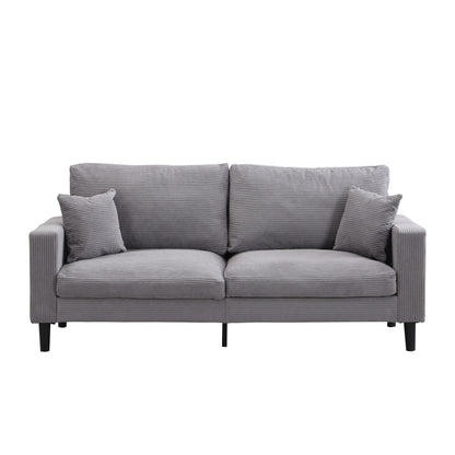 74 inch High Resilience 3 Seater Sofa Wooden Frame Comfy Modern Upholstered Light Gray