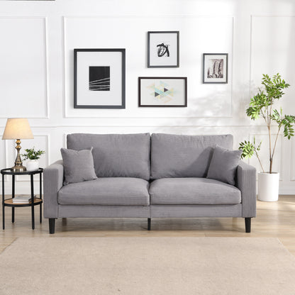 74 inch High Resilience 3 Seater Sofa Wooden Frame Comfy Modern Upholstered Light Gray