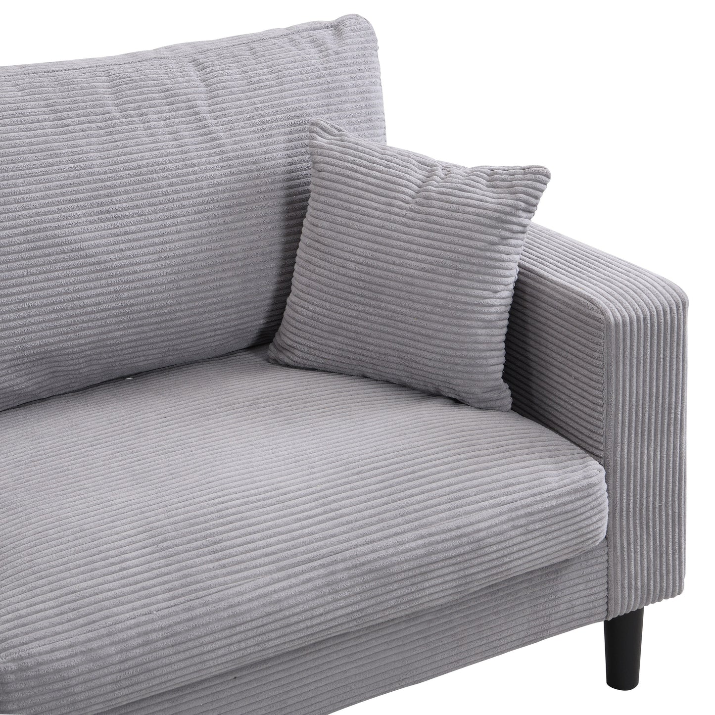 74 inch High Resilience 3 Seater Sofa Wooden Frame Comfy Modern Upholstered Light Gray