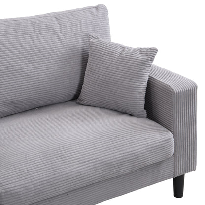 74 inch High Resilience 3 Seater Sofa Wooden Frame Comfy Modern Upholstered Light Gray
